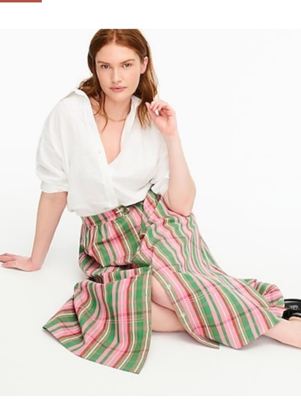 J Crew Button-Up Vintage Plaid Midi Skirt